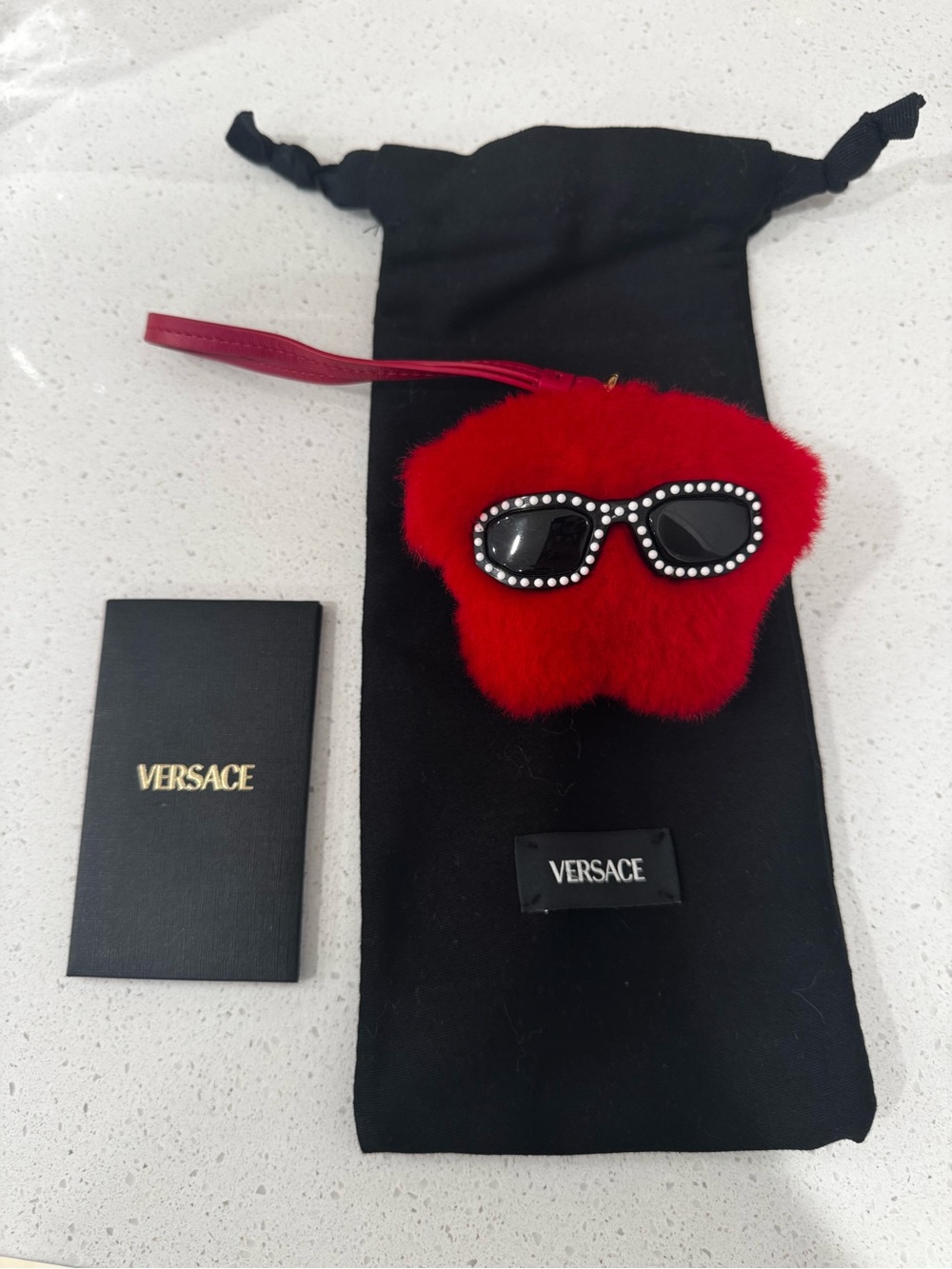 Versace Red Fur Sunglasses handbag charm